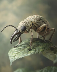 Weevil on leaf nature macro close-up unique texture