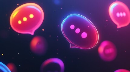 Colorful Chat Bubbles Floating in a Dreamy Digital Background