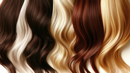 Fototapeta premium Variety of Silky Hair Textures Displayed on a Neutral Background