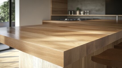Modern Kitchen Island with Wooden Countertop