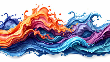 Fototapeta premium Colorful paint waves on white background