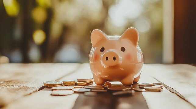 Broken piggy bank with coins scattered around, symbolizing financial struggle and the need for careful budgeting and saving.