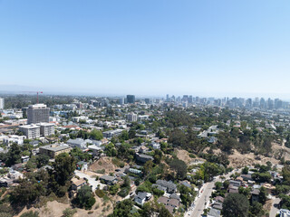 Aerial view above Hillcrest neighborhood in San Diego, South California. USA. High quality photo