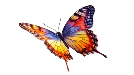 Naklejka premium Colorful butterfly flying, isolated on a white background, transparent PNG