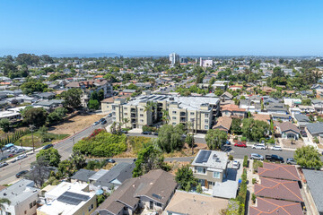 Obraz premium Aerial view above Hillcrest neighborhood in San Diego, South California. USA. High quality photo