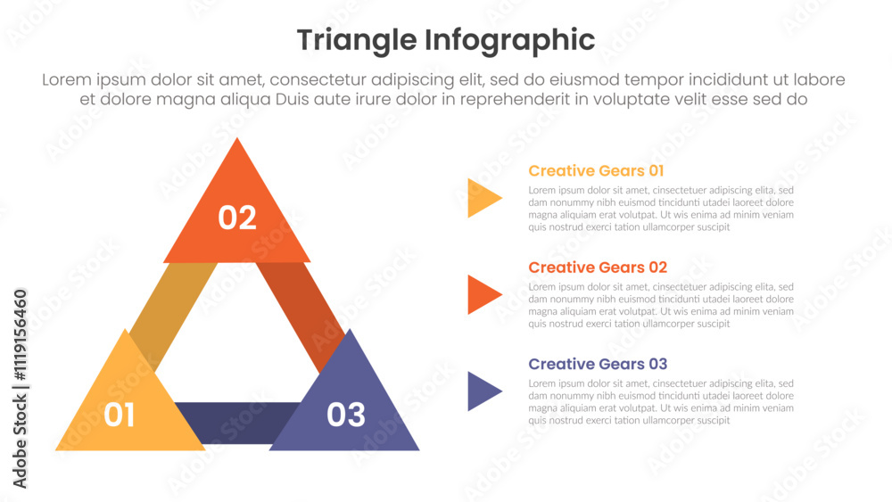 Poster triangle base shape infographic template banner with thick outline triangle with cover edge and tria
