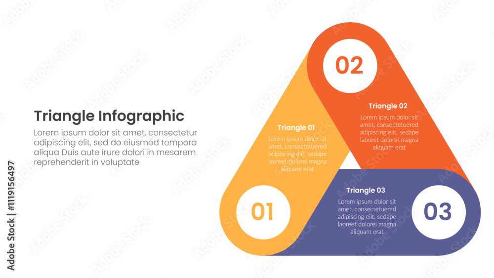 Poster triangle base shape infographic template banner with triangle round rectangle structure stack cycle 