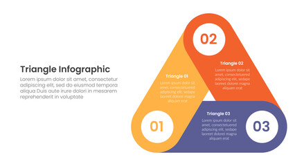 triangle base shape infographic template banner with triangle round rectangle structure stack cycle circular with circle edge with 3 point for slide presentation