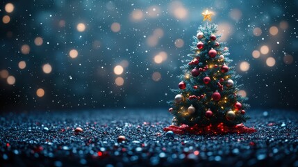 Bokeh Lights Behind Decorated Tree