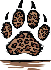 An illustration of a realistic leopard paw print for a T-shirt design