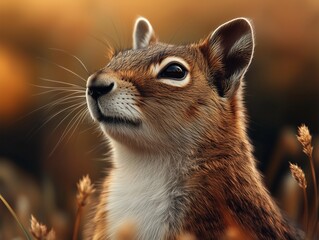 Close up portrait of an Agouti in grassland, wildlife photography