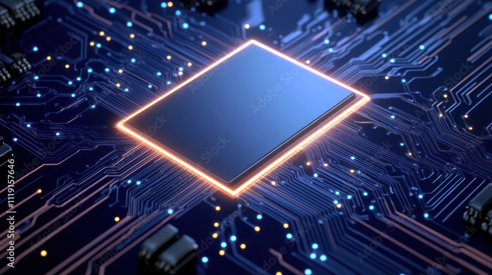 Poster a close-up of a microprocessor on a circuit board.