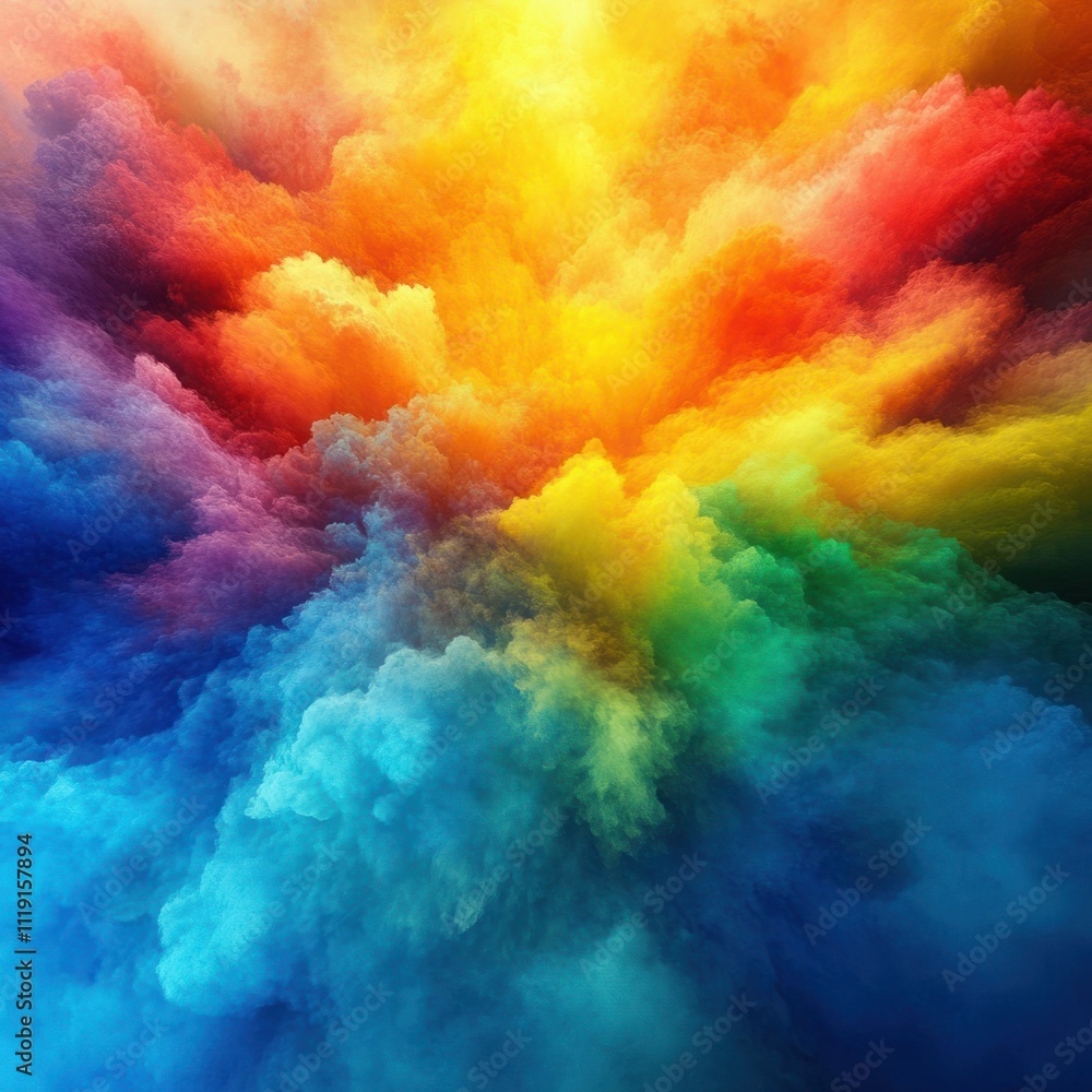 Poster vibrant explosion of colorful smoke and fog creating a dreamy atmosphere in a fantastical abstract d