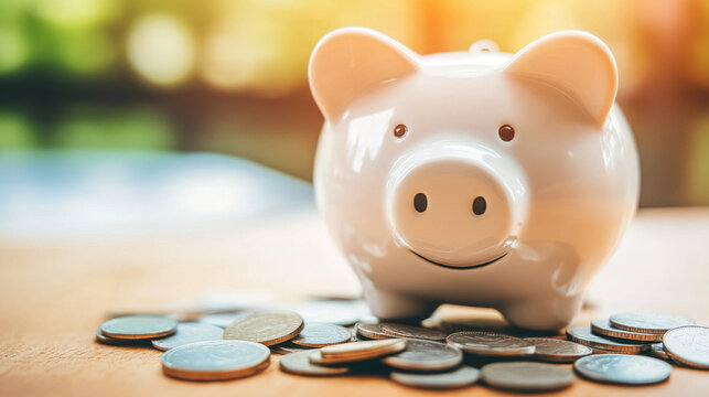 Broken piggy bank with coins scattered around, symbolizing financial struggle and the need for careful budgeting and saving.