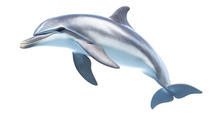 Dolphin isolated on white background, mammal marine animal