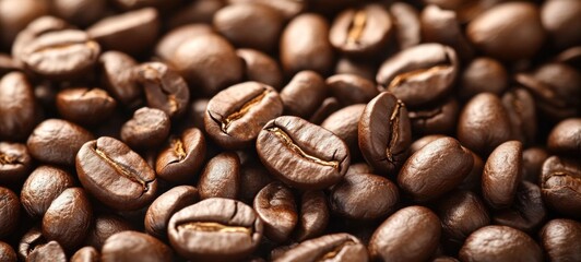Naklejka premium Roasted Coffee Beans: A Close-Up View of Rich Brown Coffee Beans