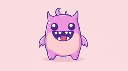 Fototapeta premium Cute Monster Mayhem: A Simple Cartoon Illustration