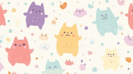 Cute Monster Mayhem: A Simple Cartoon Illustration