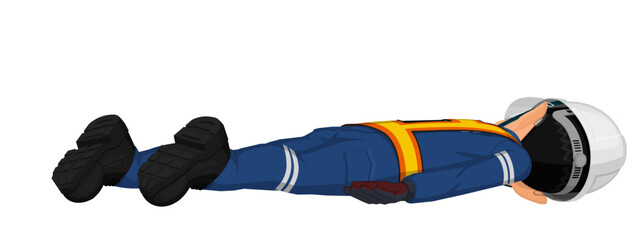 A worker is lying on the floor