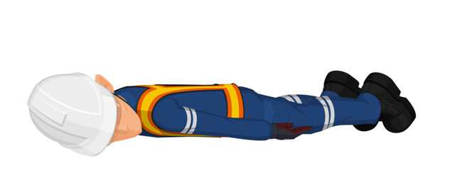 A worker is lying on the floor