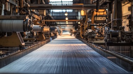 Industrial Weaving Loom in Action