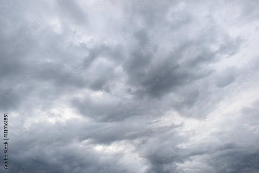 Wall mural blue sky and white cloud background, cloudy in rainny season