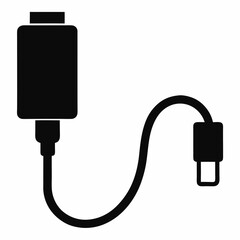 Smart Charging Cable - Black Silhouette Vector Art