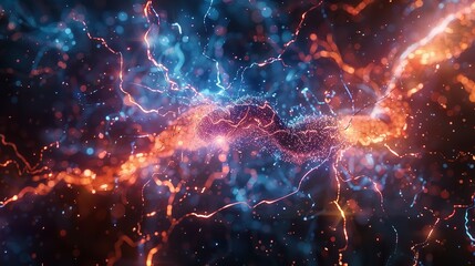 Fototapeta premium Big data technology and data science illustration. Data flow concept. Querying, analysing, visualizing complex information