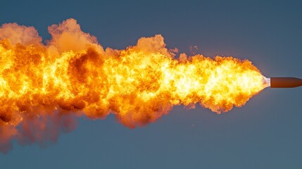Intense Rocket Launch Fiery Blast off Engine Ignition Space Exploration