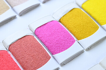sample color shade of colorful fabric textile of clothing industry