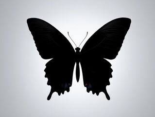 Fototapeta premium A black butterfly on a gray background