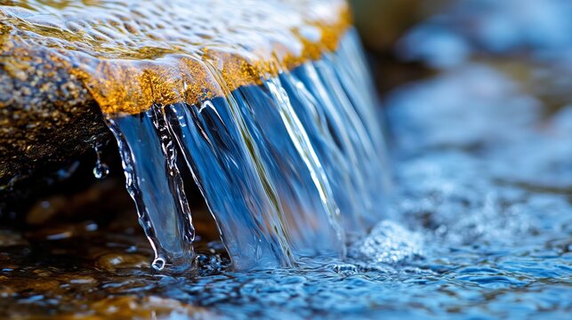 A close up of a small waterfall in the water