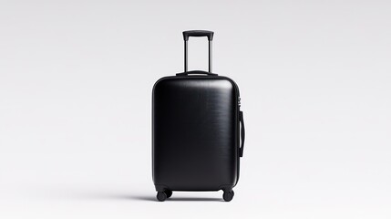 A sleek black suitcase with wheels and a retractable handle.