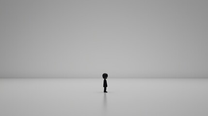 Minimalist Character Standing Alone in a Empty Space