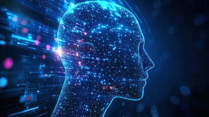Digital Head Networked Data Streams Flowing