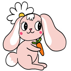 rabbit and carrot and daisy