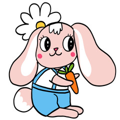 girl with a rabbit cartoon