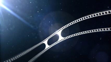 Naklejka premium Filmstrip on a Starry Cosmic Background