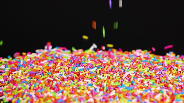 Colorful Sprinkles Falling in Slow Motion