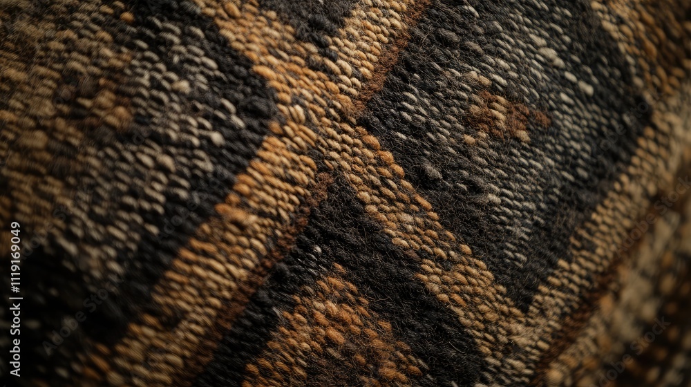 Poster textured close-up of an intricate woven fabric with geometric patterns and earthy tones ideal for ho
