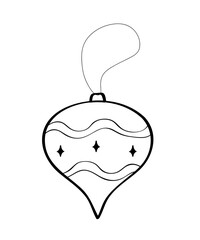 Christmas tree ball toy. Vector illustration of a doodle icon is a festive decoration. Isolate on a white background.