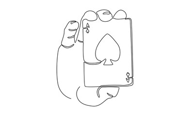 continuous line of ace of spade card illustration
