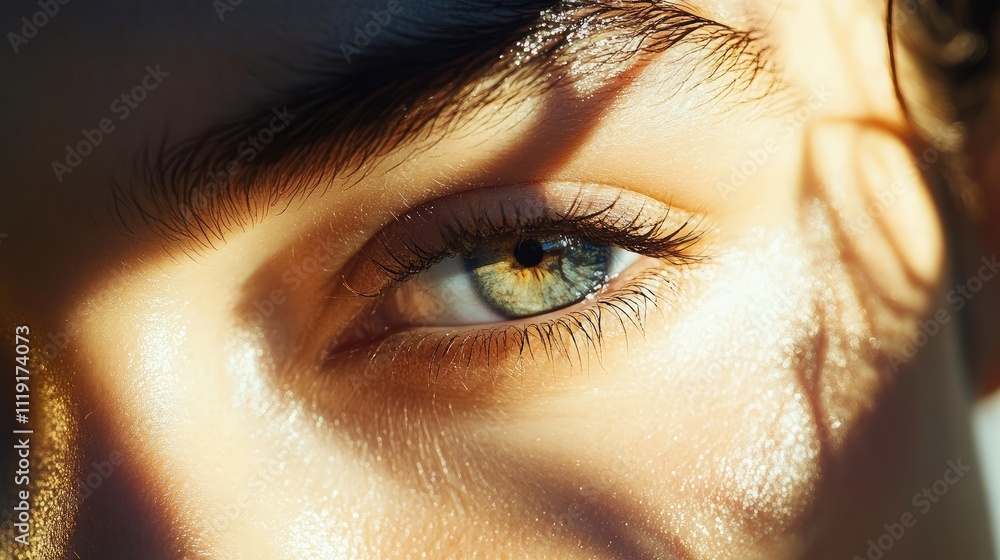 Aufkleber close-up of a stunning eye with unique iris patterns and soft light reflection, highlighting the nat