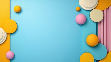 Colorful Abstract Geometric Background with Circles and Stripes in Blue, Yellow, and Pink Tones for Modern Design and Creative Projects