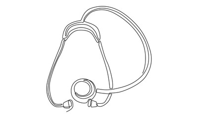 Fototapeta premium continuous line of Stethoscope illustration