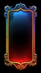 Ornate Golden Frame With Blue And Red Gradient Background