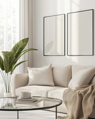 Bright and Minimalist Living Room Interior with Modern Decor