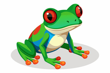 A sitting red eyed tree frog vector art illustration