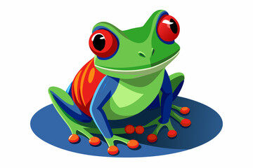 A sitting red eyed tree frog vector art illustration