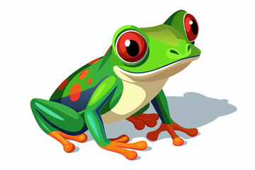 A sitting red eyed tree frog vector art illustration